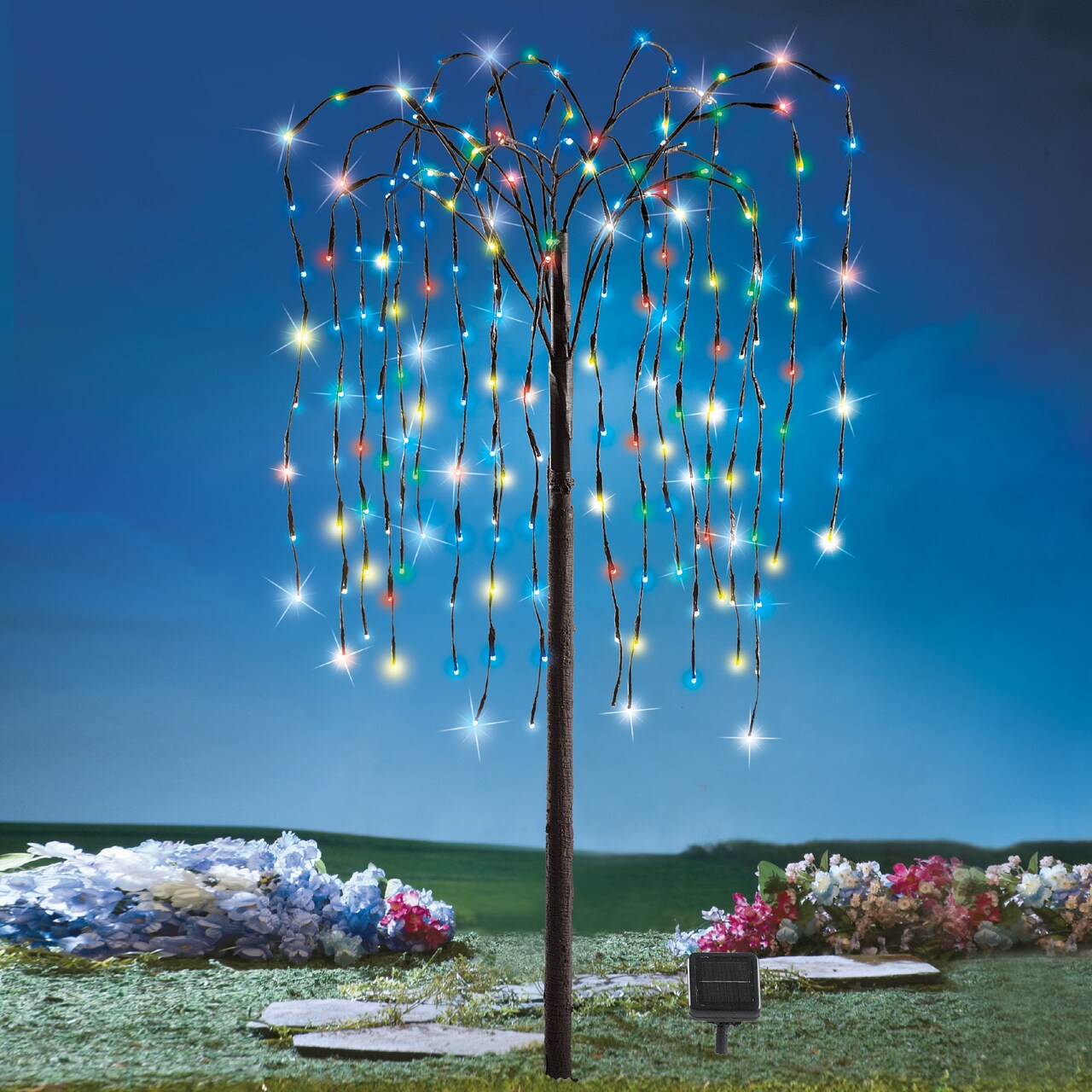 Collections Etc Collections Etc. LED Solar Willow Tree, Outdoor Solar Tree with Colorful Solar-Powered Lights with Adjustable Branches